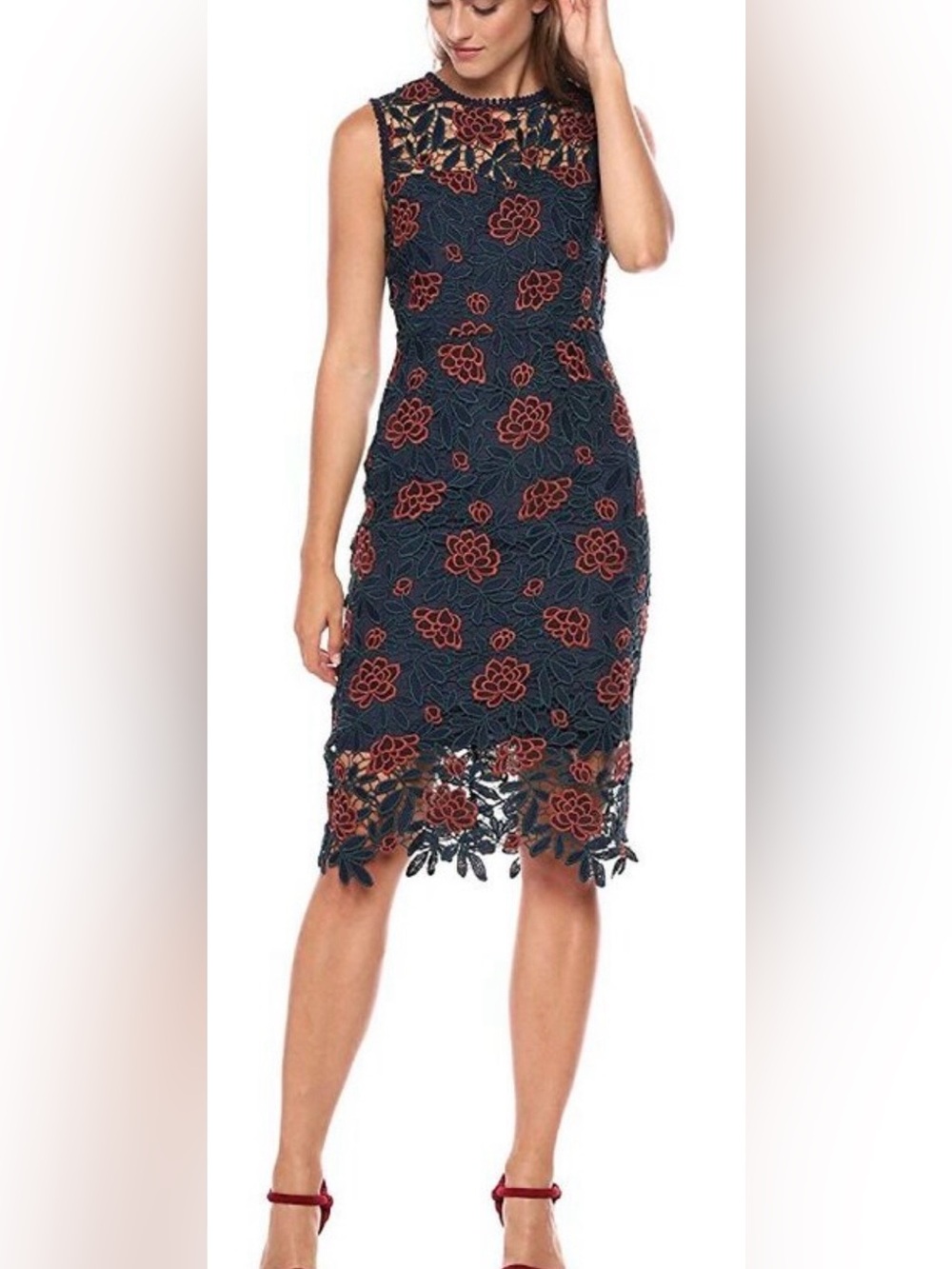 Cupcakes and Cashmere Mandolin Floral Lace Dress 8 Floral Embroidered Lace Party